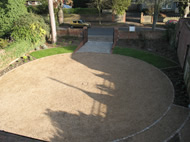 Aerial view showing bonded gravel drive and sandstone edging